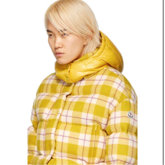 Moncler yellow check down caille jacket-size2 - Picture 4 of 6